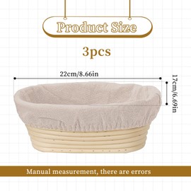 3 PCS Banneton Liner Oval Proofing Basket Liner, Bread Liner Cloth Bread Proofing Cover, Bread Cover for Rising, Bread Bowl Cover Cloth for Home Baking, 10 Inch