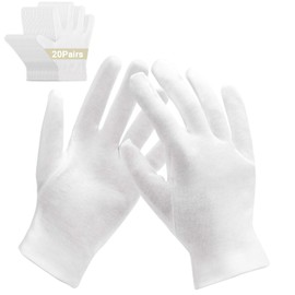 ENPOINT 20 Pairs Archival Photo Gloves, White Work Gloves for Art Handling Working Photography Cloth Gloves Liners Bulk for Handling Jewelry, Film, Photo, Coin Collectors, Metal Inspection Men & Women
