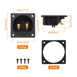 sourcing map 2Pcs 2 Inch Speaker Box Terminal Cup, 2-Way Subwoofer Plug Connector Double Binding Posts Spring Loaded Jack for Car Stereo Speaker Wire Sub Box