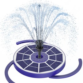 AISITIN 3.5W Solar Fountain Pump Built-in 1800mAh Battery, Solar Bird Bath Fountains with 8 Nozzles, Solar Water Pump for Garden Birdbath Pool Fish Tank Pond and Outdoor (purple)