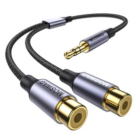 MOSWAG MOSWAG 3.5mm to RCA Cable 1 Pack,3.5mm Male to 2 RCA Female Headphone Jack to RCA Stereo Audio Adapter Cable Compatible with Smartphones,MP3,Tablets,Speakers,Home Theater,HDTV and More