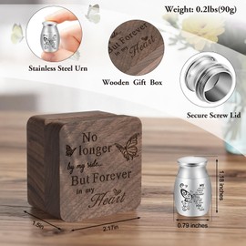 SOITIS Small Urns for Human Ashes Keepsake 1.2 Inches Stainless Steel Mini Urns for Ash Square Box Tiny Cremation Urns for Women Men Funeral Keepsake Urn