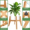 LEIMO KPARTS Adjustable Bamboo Plant Stand (8-12 inches), Mid Century