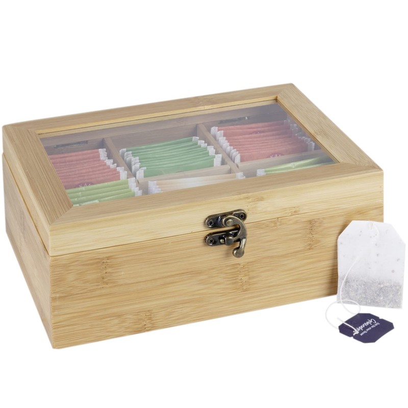 wenco Premium Tea Box with 6 Compartments, 21.7 x 16