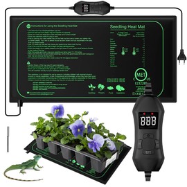 Afenau Plants Heating Mat, 25 x 52 cm Heating Mat with Thermostat, 68°F-86°F Control Plants Heating Mat, 50W Heat Mat Plants, Waterproof Seedling Heat Mat for Seedlings, Pets and Reptiles