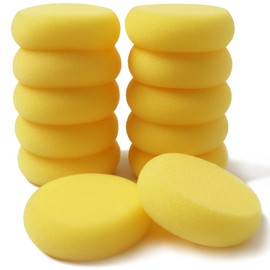 Hapy Shop 24 Pack Round Sponges Yellow Painting Sponges Synthetic Artist Sponge Pottery Sponge for Painting, Crafts, Ceramics, Household Use and More, 2.8 Inch