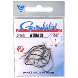Gamakatsu Hook Worm 39 - Dropshot Fishing Hooks for Drop Shot Fishing, Hook for Jigs & Rubber Baits, Dropshot Hooks for Rubber Fish, Size/Package Contents: Size 3/12 Pieces
