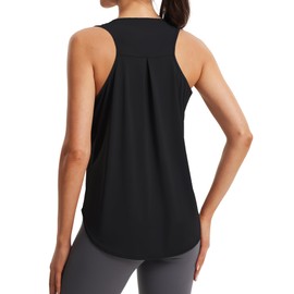 Libin Women's Athletic Tank Tops Racerback Sleeveless Workout Tops Tennis Yoga Sports Gym Exercise Running Shirts, Black M