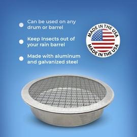Aluminum Rain Barrel Screen - 4 Inch - Mosquito & Debris Protection - Diverter Kit - Rainwater Collection