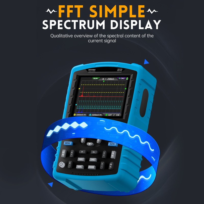 Fluorescent Digital Oscilloscope 2.8in Display 3000mAh Dual Channel Signal Generator