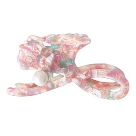 Wenlly ginkgo leaf hair claw, cellulose acetate hair jaw clips, non-slip hair hold barrettes, 1 piece, pink