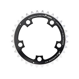 Spécialités TA Compact 94pcd 5 Arm 9 Speed Chainring, Black, Middle 38T