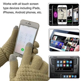 CheChury Knitted Hat & Scarf Women's Soft Warm Fleece Lined Winter Beanie Knitted Hat Zigzag Worm Winter Scarf Ski Hat with Pompom, beige