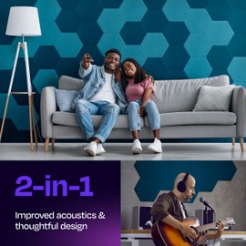 Ekkogo Acoustic Panels 12-Pack Soundproof Wall Panels 12"X10.4"X0.4" Sound Panels High Density Sound Dampening Panels - [Ocean Turquoise Hexagon]