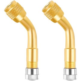 LEEGAWU 2-Pack Tire Valve Extension, 90 Degree Tire Valve Stem Extension Brass Adaptor Compatible for Passenger Cars, Stroller, Bicycles, Motorcycles, Trailers, RV and Recreational Vehicles (90°)