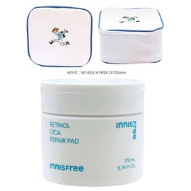 Innisfree Retinol Cica Trace Pads 60 sheets + Play Green Cosmetic Pouch (Blue) / 이니스프리 레티놀 시카 흔적 패드 60매+플레이그린 화장품 파우치 (블루)