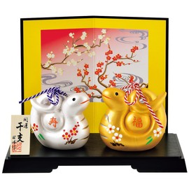 Shoho 2025 Year of the Zodiac Snake Lucky Gold Silver Red and White Plum Plum Fukumi