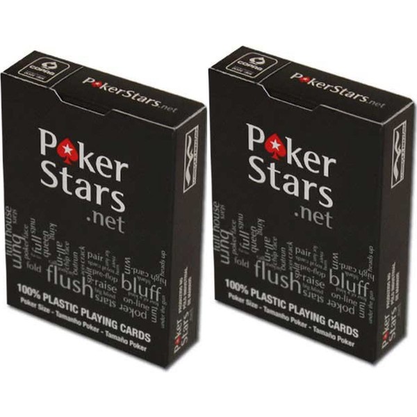 2x PokerStars Plastic PokerStars Duo-Pack,COPAG,Impermeabile,Qualità professionale,Resistente all'acqua, flessibile, senza pieghe e senza rughe,Dimensioni ufficiali delle carte da poker,Duo-Pack Nero