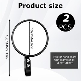 YANGUN Motorrad Spiegel, 2 Stück Motorrad Rückspiegel, Runde Lenkerendenspiegel, E24 Geprüft, Kompatibal mit die meisten Motorradmarken, Runde MotorradSpiegel für Scooter, ATV, Quad, Roller, Moped
