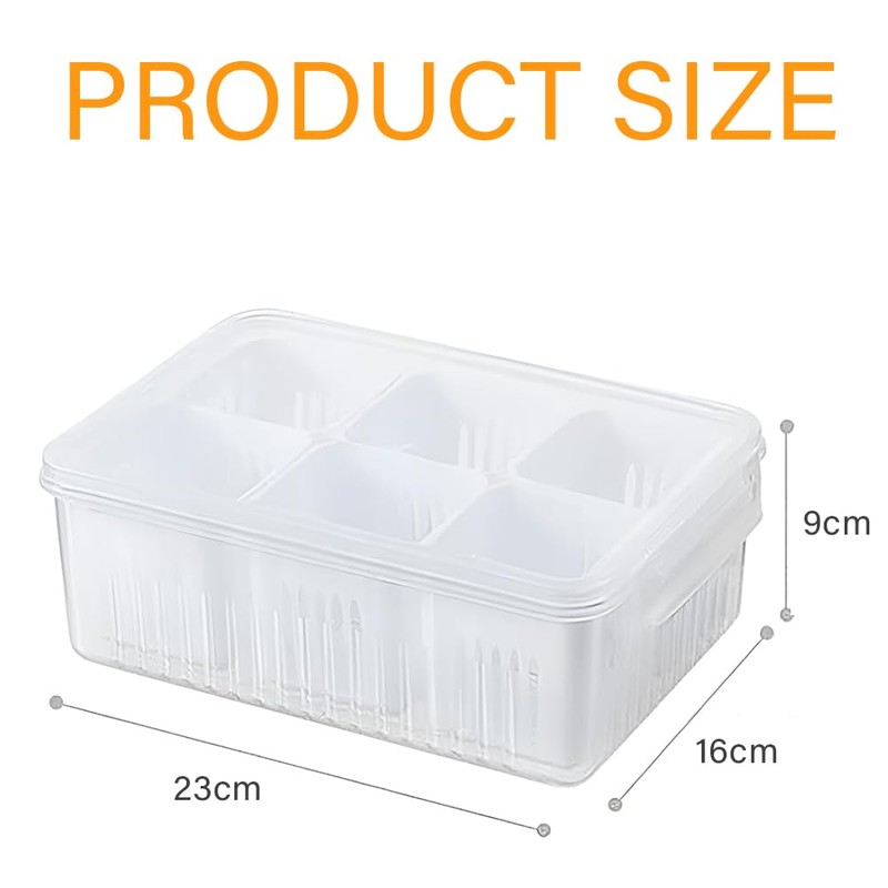 Scallion Ginger Garlic Fresh-Keeping Box, 6 Grids Detachable Drain Basket