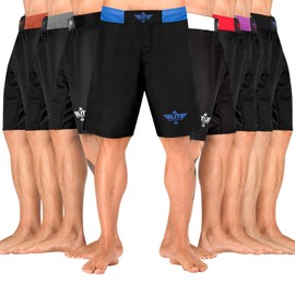 Elite Sports NEW ITEM Black Jack Series Fight Shorts,Blue,Large