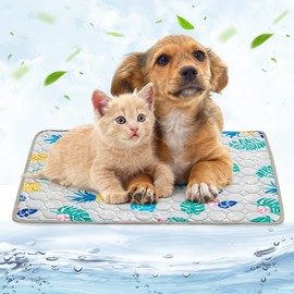 DASIAUTOEM Cooling Mat for Dogs and Cats, Pet Cooling Mat, Non-Toxic Gel, Self-Cooling Pet Cooling Mat, Dog Mat Home Outdoor Size XL (100 x 70 cm) (Grey Pineapple)