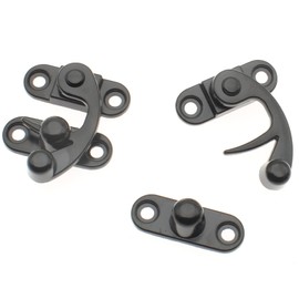 FDXGYH 3 Pcs Antique Hook Hasp Latch Mini Swing Arm Clasp Latch Vintage Style Zinc Alloy Hook Latch with Mounting Screws for Decorative Jewelry Box [Black]