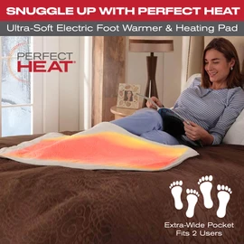 Luxurious Electric Foot Warmer, 35" x 20", 9 Foot AC Cord, 4 Heat Settings, Automatic shutoff