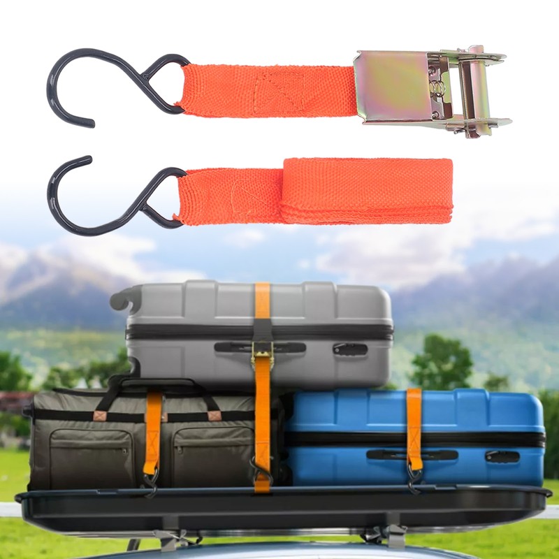 4Pcs Ratchet Tie Down Straps Motorcycle Car Buckle Set 15in