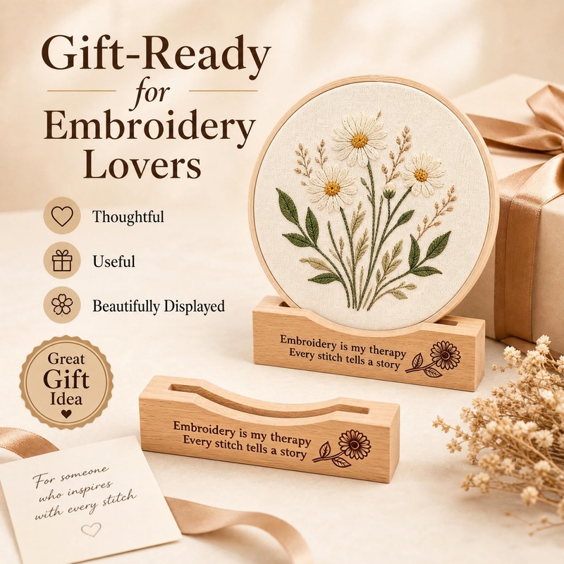 PXIRQ 2-Pack Embroidery Hoop Display Stand – 2‑Tier Grooved Frame