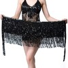 Women's Sequin Fringe Skirt Sparkle Tassel Skirts Belly Dance Hip