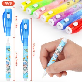OFFCUP UV Pen, Pack of 7 Children's Magic Pens, Invisible Pen with UV Lamp, Spy Pen, Children's Secret Pen for Writing Secret Messages, Invisible Writing, Children's Birthday Party Favours