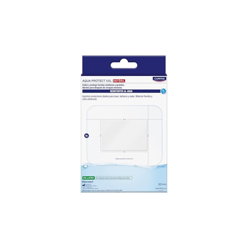 Venditas Adhesivas Extra Grandes CURITAS Aqua Protect XXL, caja con