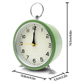 Rohome Silent Table Analog Alarm Clock No Ticking Battery Operated for Shelf Bedroom Nightstand with Backlight (Green)