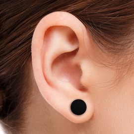Evonix 2pc 00g 8mm Cheater Plug Fake Earrings Black For Men Women Stretched Ears 16g Cool Illusion Piercing