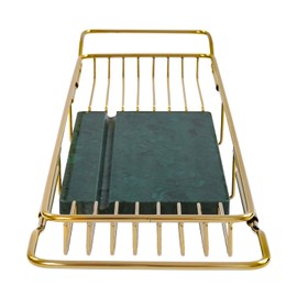 DDBESSIC Stainless Steel Bathtub Tray, Expandable Marble Bath Tray for Tub, 44.09 lbs Capacity Bath Caddy for Bathtub Bathroom Accessories for Home Spa (Gold + Green)