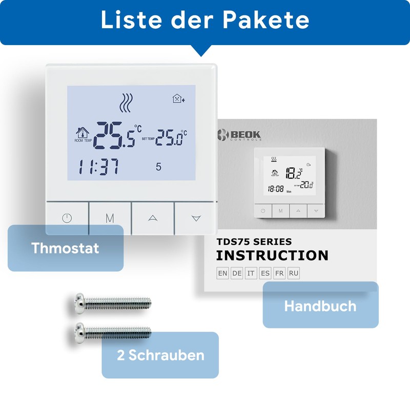 Beok Thermostat Underfloor Heating Water Thermostat Heating Digital Room Thermostat
