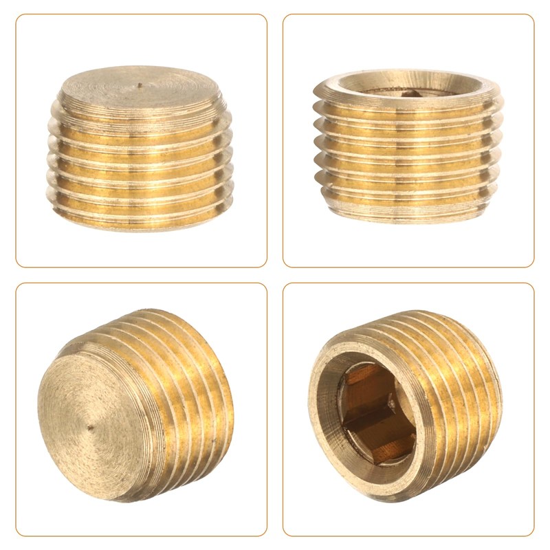sourcing map 8 Pcs Brass Plug Hex Counter Sunk Plug,