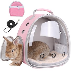 Portable Guinea Pig Backpack with Small Bag Harness and Leash Set, Space Capsule Bubble Window Pet Carrier Cage Travel for Rabbit, Bearded Dragon, Squirrel, Tortoise, Bird, Lizard, Sugar Glider