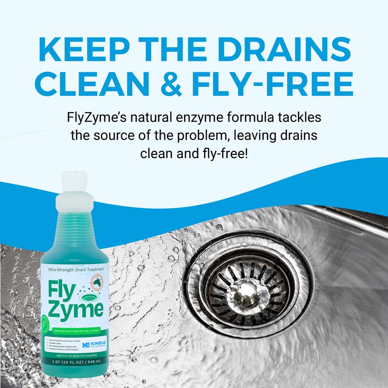 Kinzua Environmental Fly-Zyme, Highly Concentrated Enzyme Drain Cleaner for Pipes,