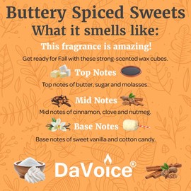 Fall Wax Melts Wax Cubes Soy Wax Blend Melt - Sugar Cinnamon Vanilla Wax Melts Fall Scents Long Lasting - Fall Scented Wax Melts Vanilla (Buttery Spiced Sweets, 2.2 oz, 6 Cubes)