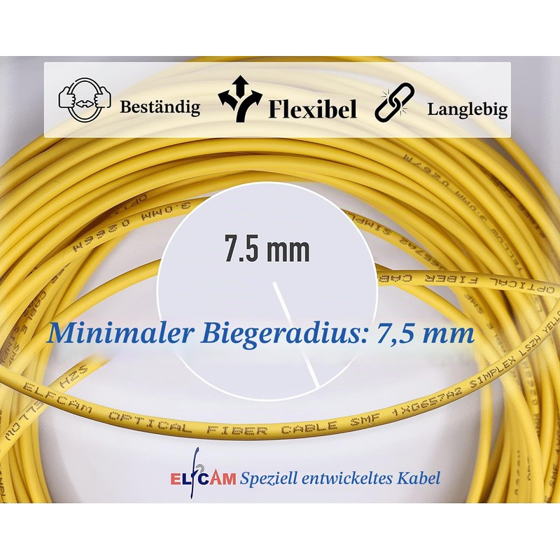 Elfcam - Fibre Optic Cable OS2 LC/APC to LC/UPC Singlemode