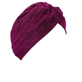 Shimmer Stretch Turban Cap Beanie Headband Hair Accessory Wrap Hat Hijab Plain Glitter Chemo (Fushia)