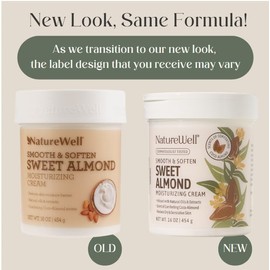 NATURE WELL Sweet Almond Smooth & Soften Gentle Moisturizing Cream For Face, Body, & Hands, Infused With Natural Oils & Extracts, Restores Skin Moisture Barrier, 16 Oz