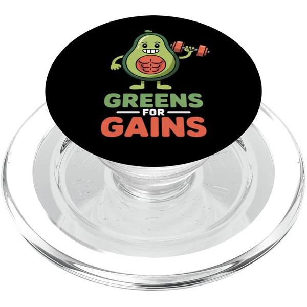 Greens For Gains Vegetarian Avocado Vegan Bodybuilder PopSockets PopGrip for
