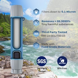 Yuclet Water Filter Straw for Hiking, Camping, Travel, and Emergency Preparedness, 0.1 Micron Portable Water Purifier Survival Straw for Purifying Water, Reusable and with No Expiration Date