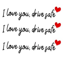 3pcs I Love You Drive Safe Mirror Stickers, Cute Car Drive Safe Rear View Mirror Decals with Hearts Car Driving Stickers Automotive Accessories for Women Driver (Black)