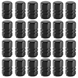 24 PCS Car Tire Valve Stem Caps, Premium Aluminum Alloy Dustproof Valve Covers, Universal Airtight Seal Corrosion-Resistant Wheel Tire Valve Cover for Cars, SUVs, Trucks, Motorcycles, Bikes (Black)