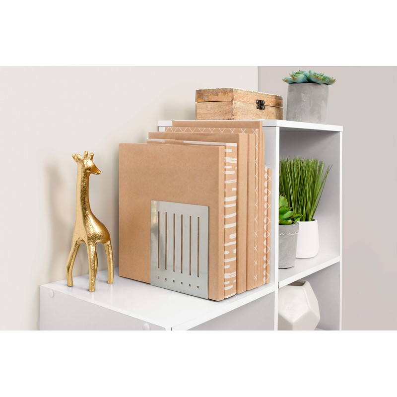 Spectrum Diversified Rectangle Bookends, Large, Pewter, 2 Pieces