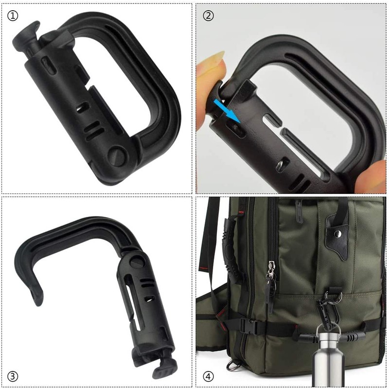 HOUSON Pack of 12 Carabiners, Molle Accessories D-shape Carabiner Plastic